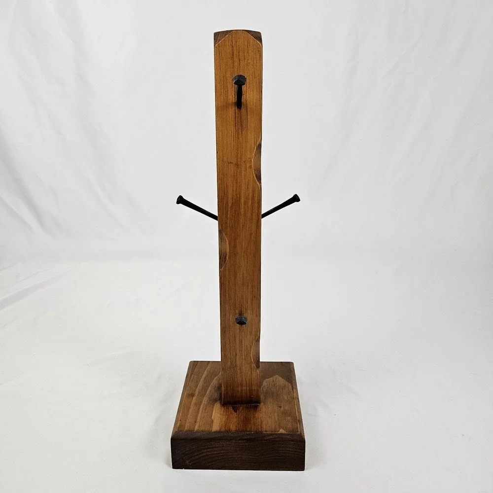 Vintage Rustic Wooden 6 Cup Coffee Mug Stand Tree Stand Farmhouse Basketville